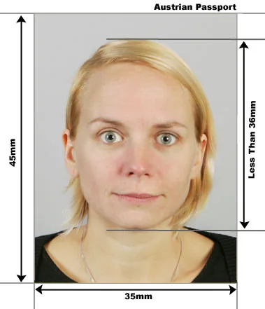 Example guide for Austrian passport and visa photographs
