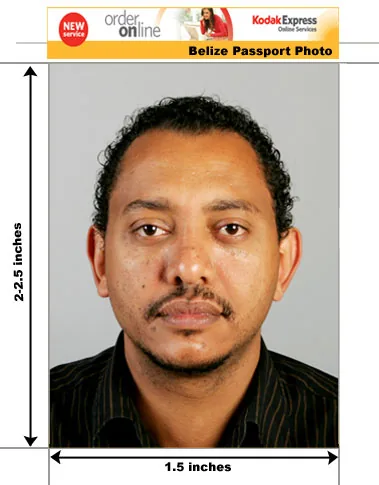 Example guide for Belize passport and visa photographs