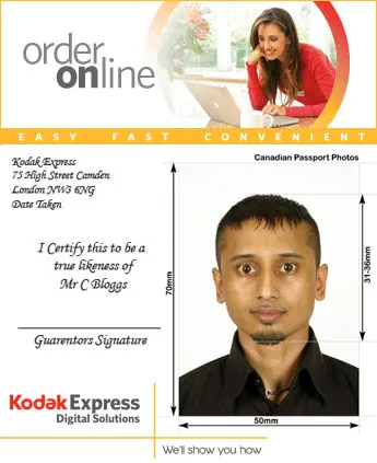 Example guide for Canadian passport photographs