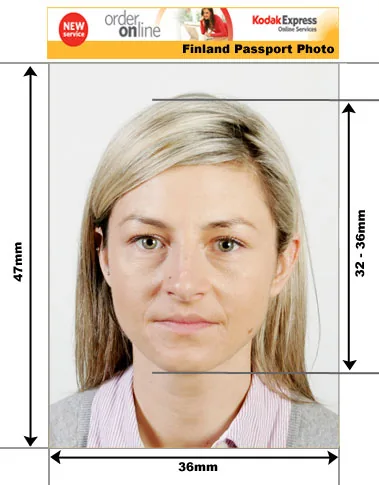 Example guide for Finnish passport and identity card photographs