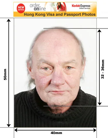 Example guide for Hong Kong passport and visa photographs