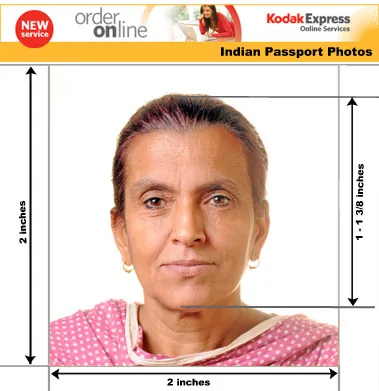 Example guide for Indian passport photographs