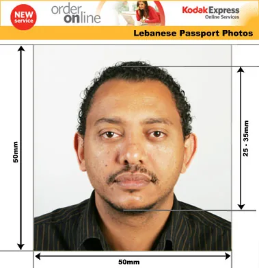 Example guide for Lebanese passport and visa photographs