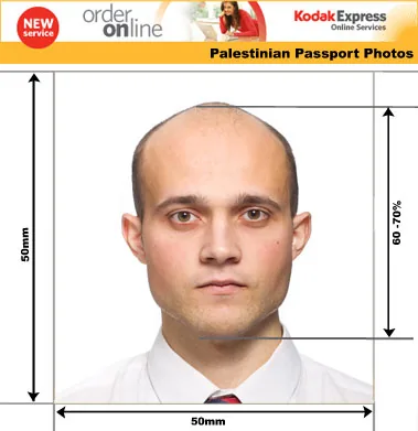 Example guide for Palestinian passport and identity photo photographs