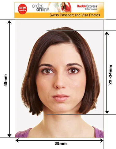 Example guide for Swiss passport and identity card photographs