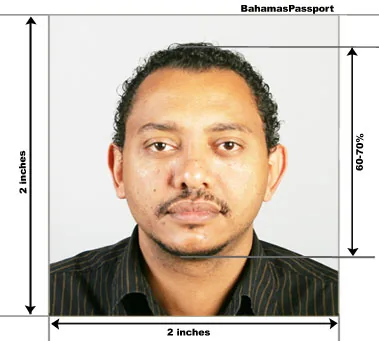 Example guide for Bahamian passport and visa photographs